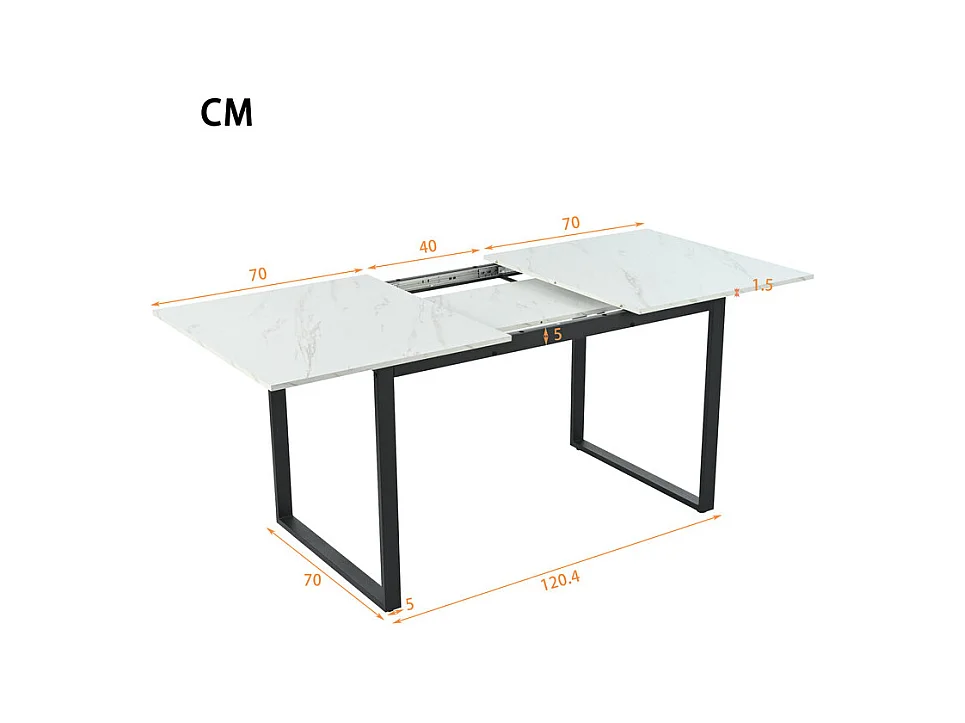 Table à manger extensible + 4 chaises - 4 à 8 personnes - Blanc - 140/180x80x75cm