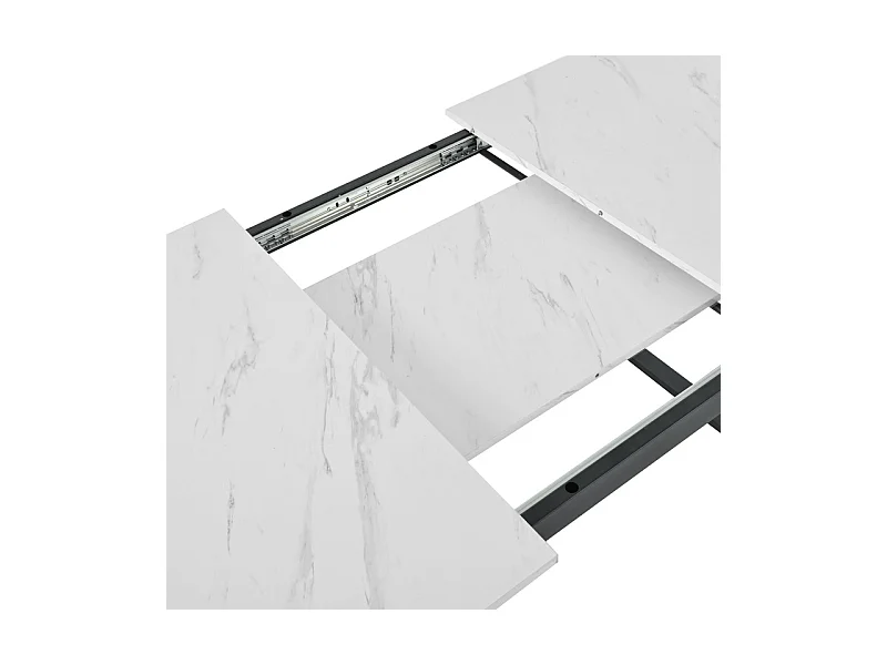 Table à manger extensible + 4 chaises - 4 à 8 personnes - Blanc - 140/180x80x75cm