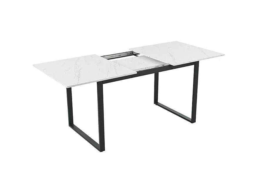 Table à manger extensible + 4 chaises - 4 à 8 personnes - Blanc - 140/180x80x75cm