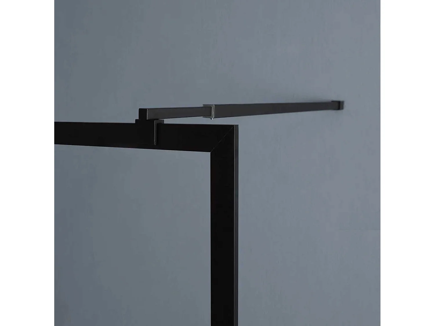 Mampara de ducha de baño moderna "Walk" en cristal transparente y marco negro mate cm 100x200h