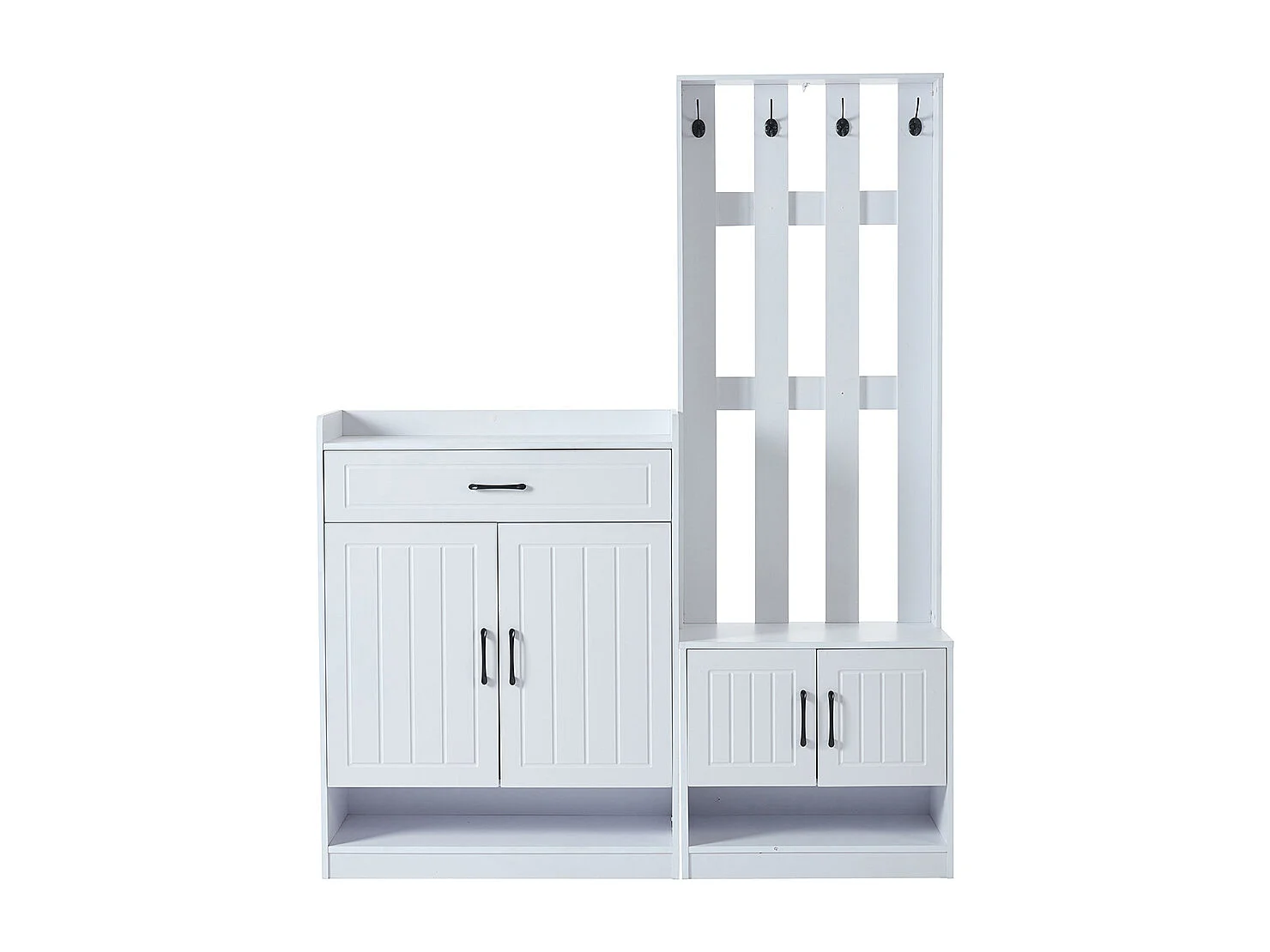 Meuble chaussures blanc vestiaire entrée panneau armoires mat séchoir étagères réglables