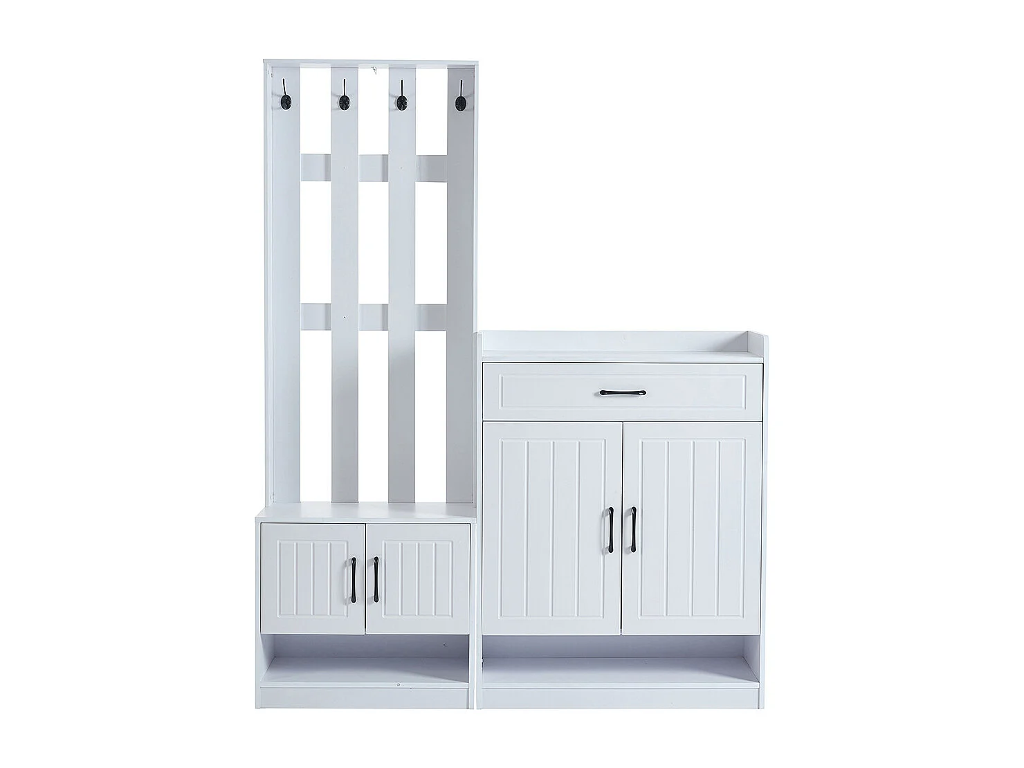 Meuble chaussures blanc vestiaire entrée panneau armoires mat séchoir étagères réglables