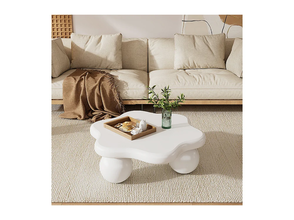 Table basse simple fleur blanc crème jolie salon