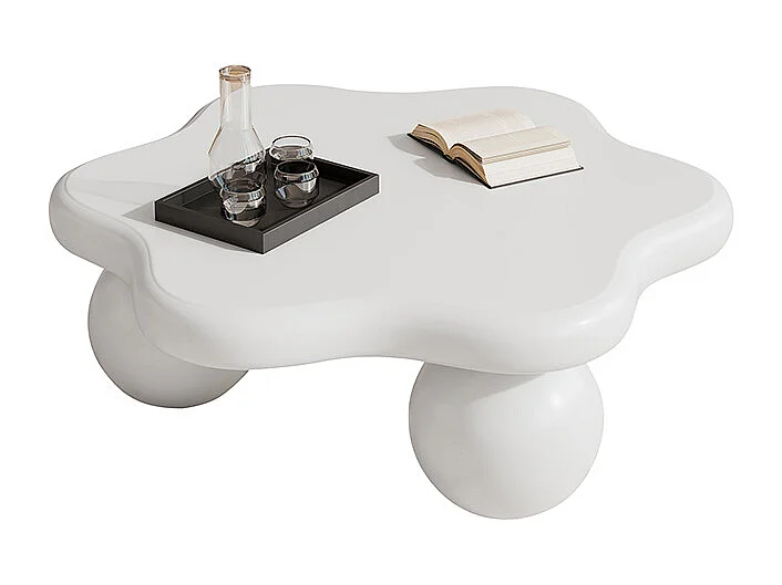 Table basse simple fleur blanc crème jolie salon