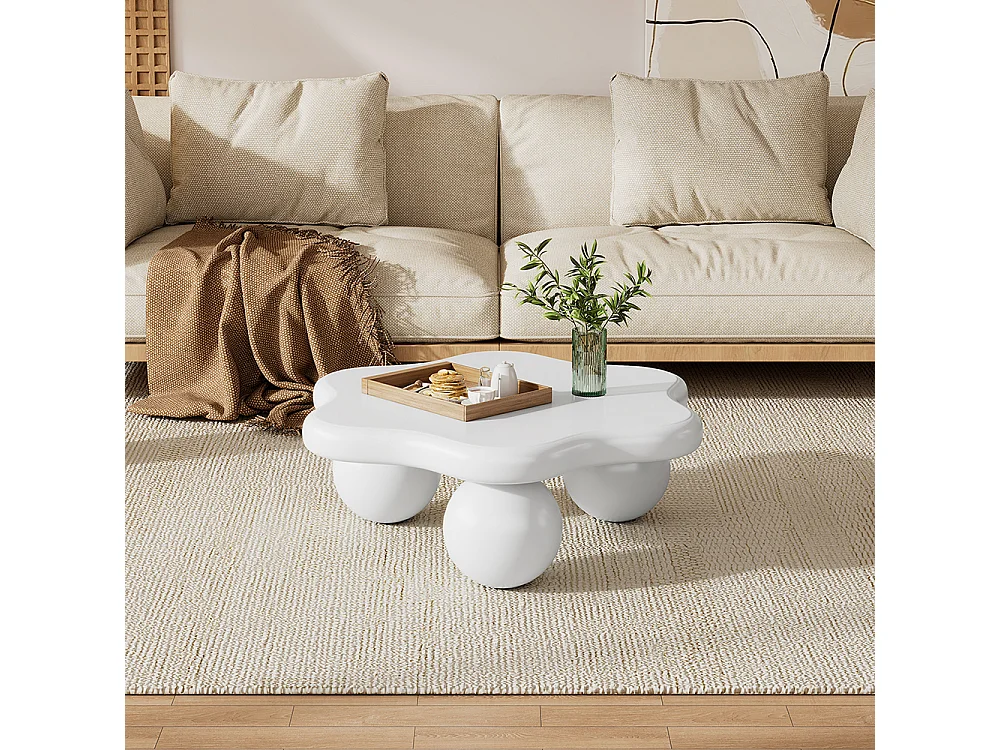 Table basse simple fleur blanc crème jolie salon