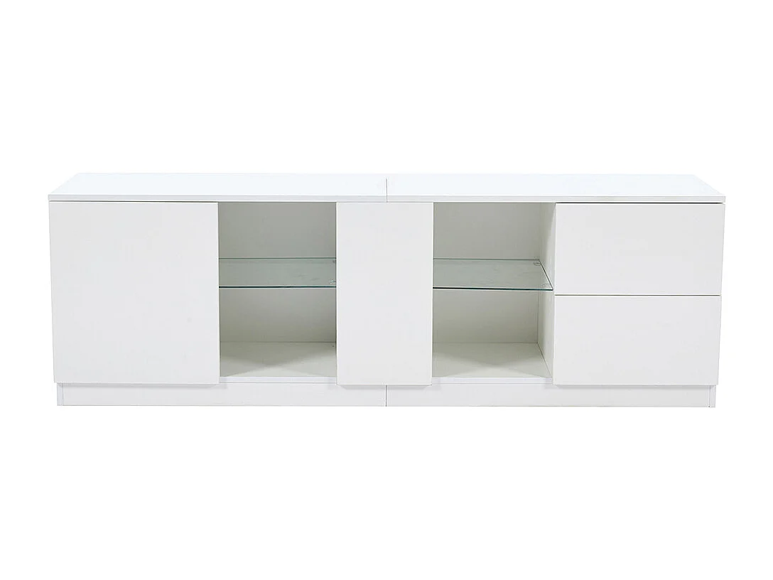 Meuble TV commode brillante buffet éclairage LED bas téléviseurs 65 pouces salon chambre blanc