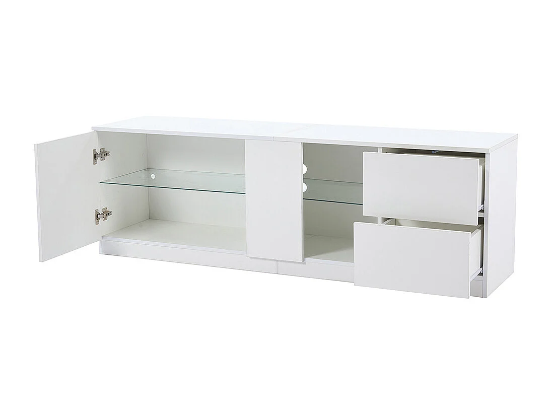 Meuble TV commode brillante buffet éclairage LED bas téléviseurs 65 pouces salon chambre blanc
