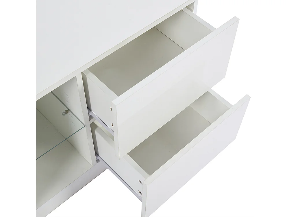 Meuble TV commode brillante buffet éclairage LED bas téléviseurs 65 pouces salon chambre blanc