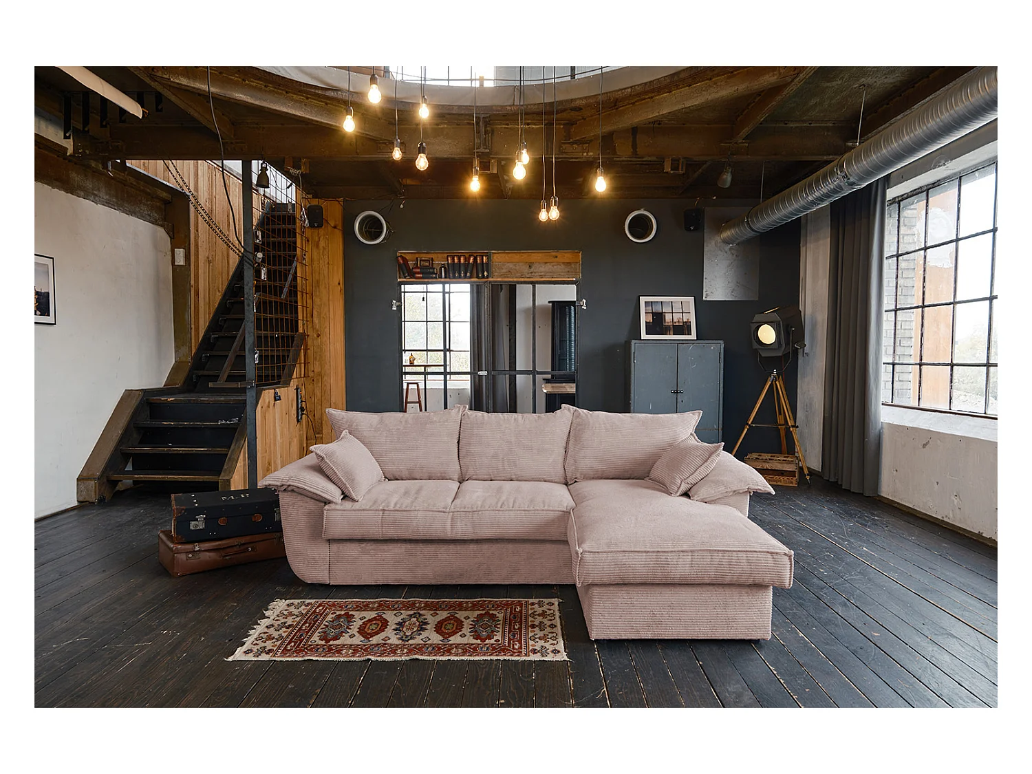 Slaapbank - Roze Koord - DAMETO