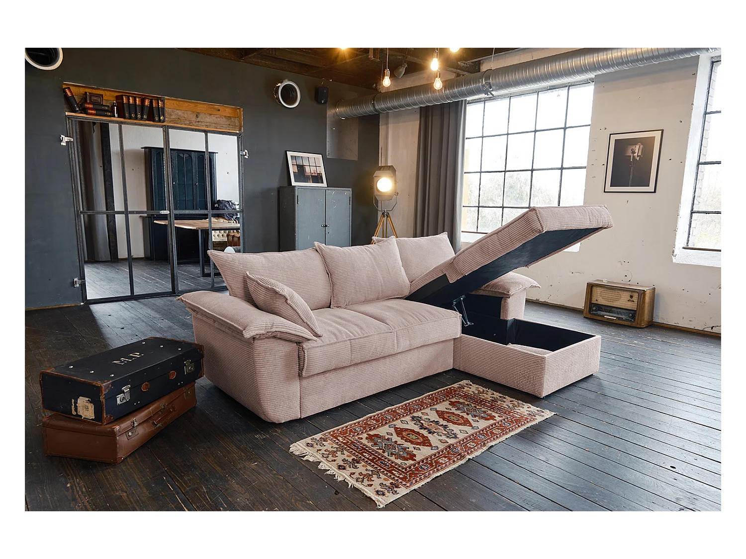 Slaapbank - Roze Koord - DAMETO