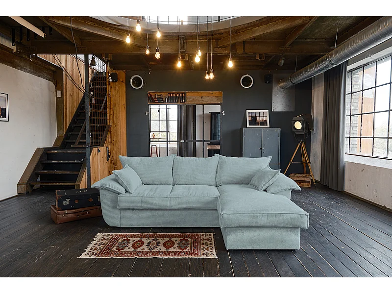 Schlafsofa - Hellblau Cord - DAMETO