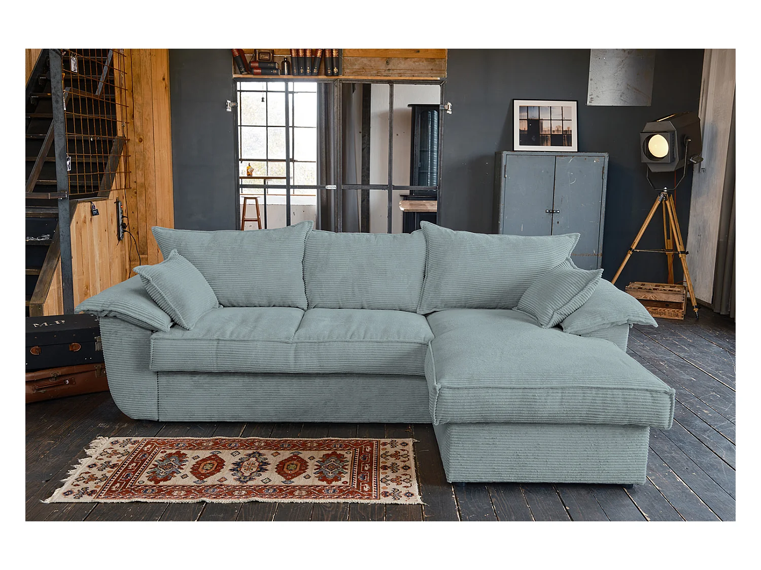 Slaapbank - Lichtblauw Koord - DAMETO