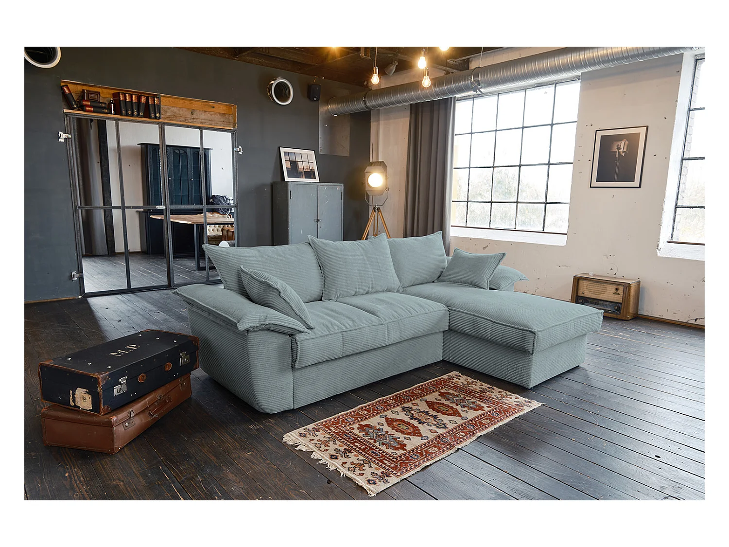 Slaapbank - Lichtblauw Koord - DAMETO