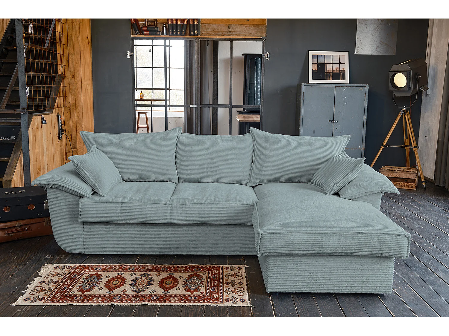 Schlafsofa - Hellblau Cord - DAMETO