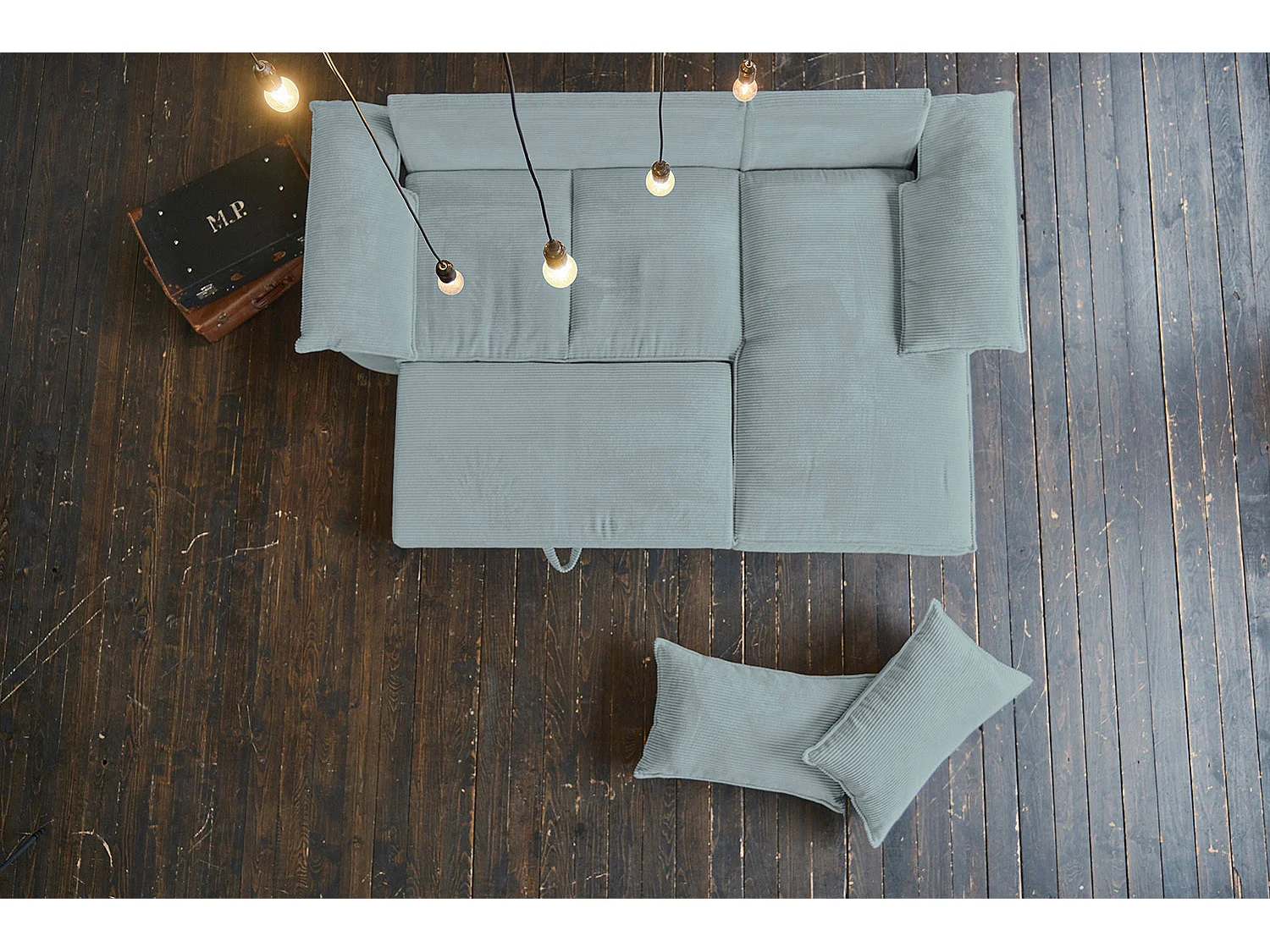 Schlafsofa - Hellblau Cord - DAMETO