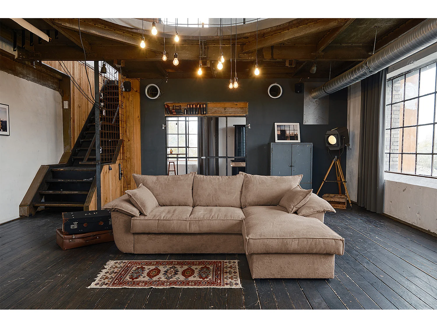 Canapé-lit - marron Velours côtelé - DAMETO