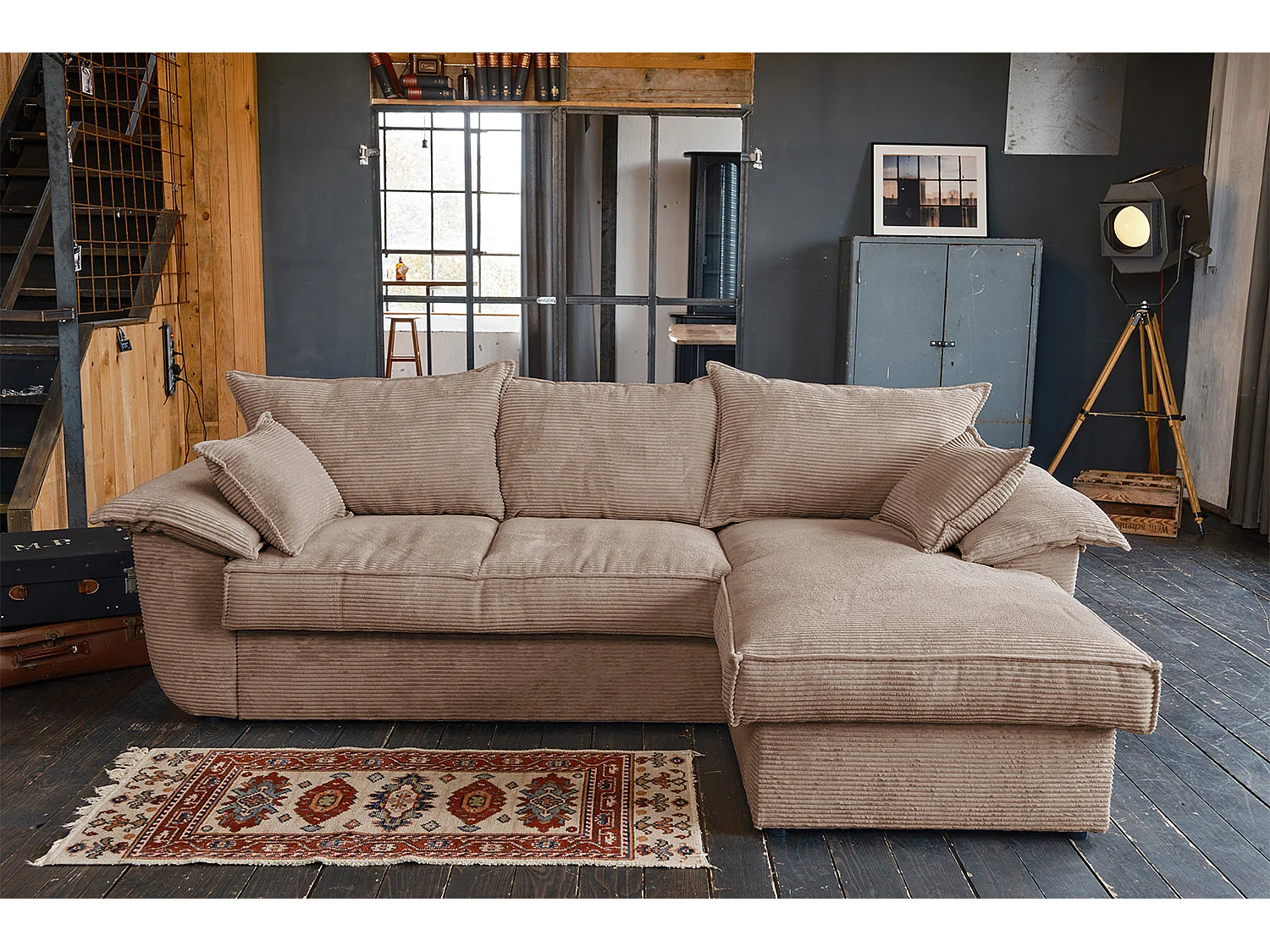 Canapé-lit - marron Velours côtelé - DAMETO