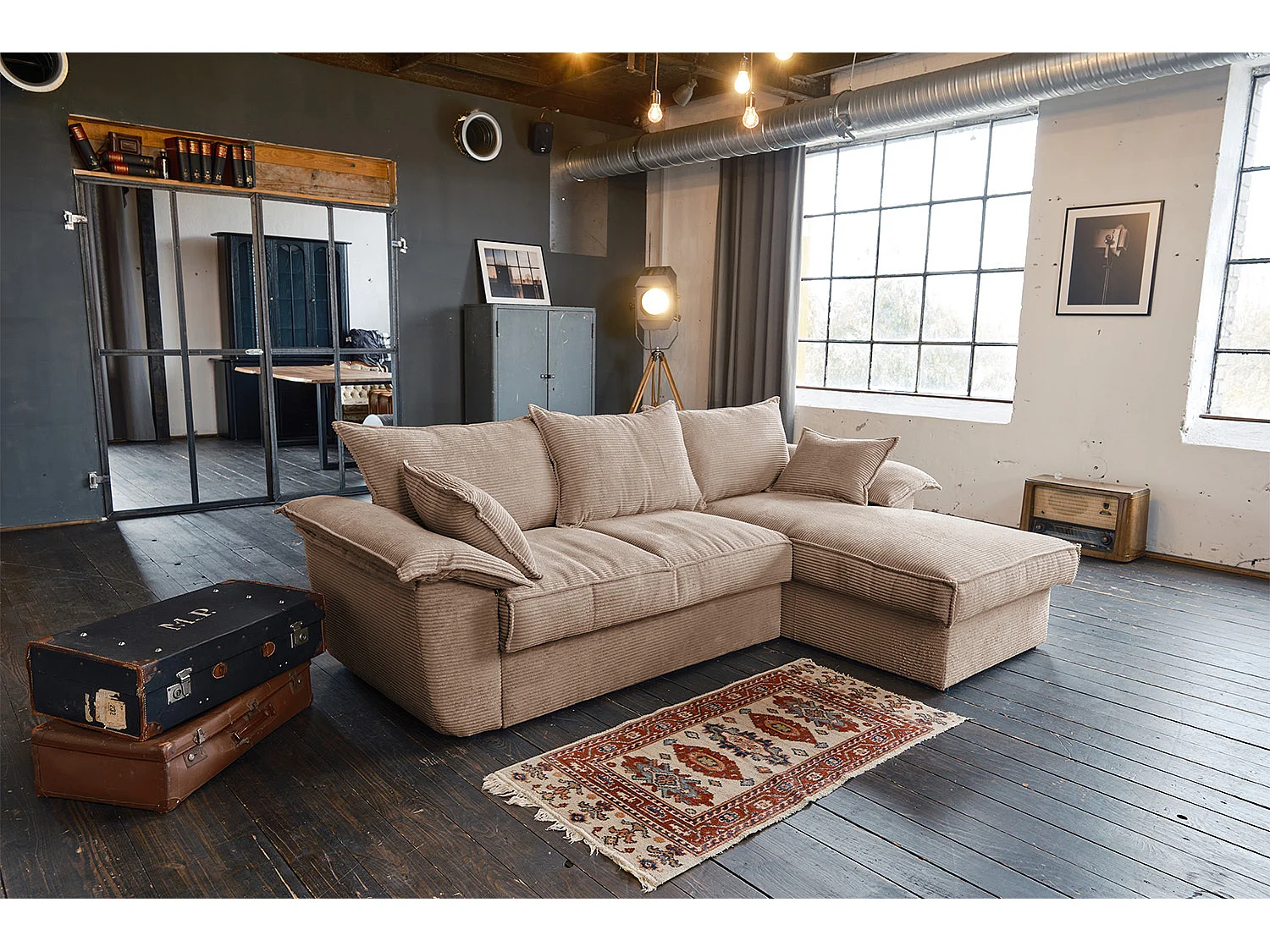 Canapé-lit - marron Velours côtelé - DAMETO