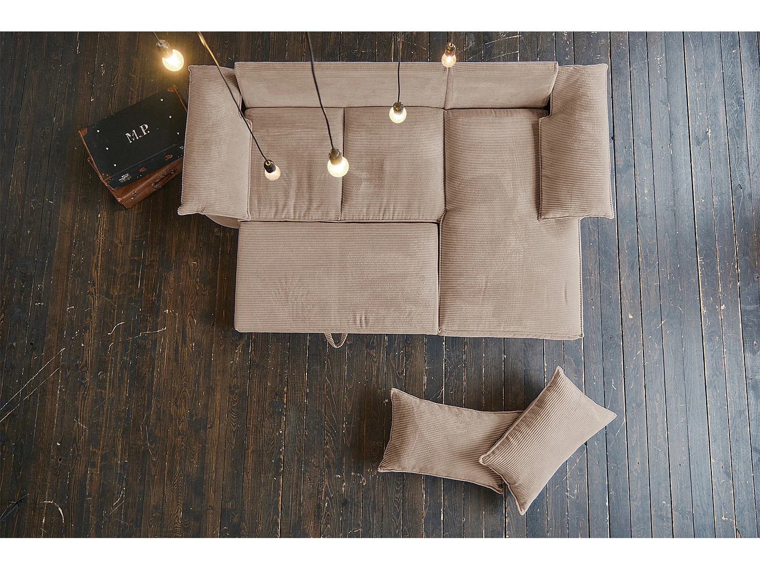 Canapé-lit - marron Velours côtelé - DAMETO