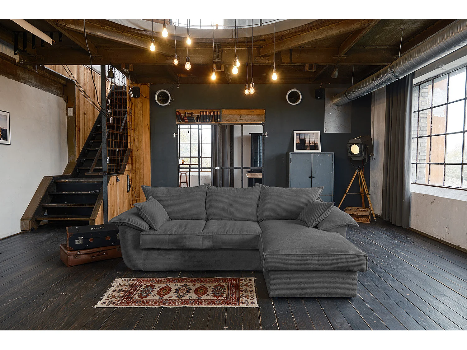 Canapé-lit - Gris Velours côtelé - DAMETO