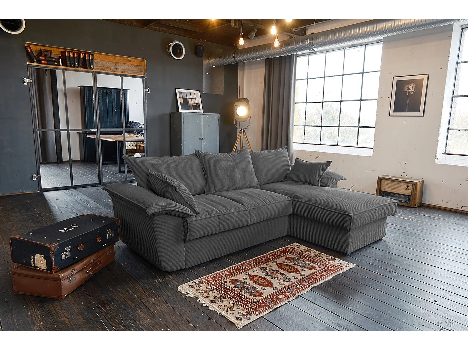 Canapé-lit - Gris Velours côtelé - DAMETO