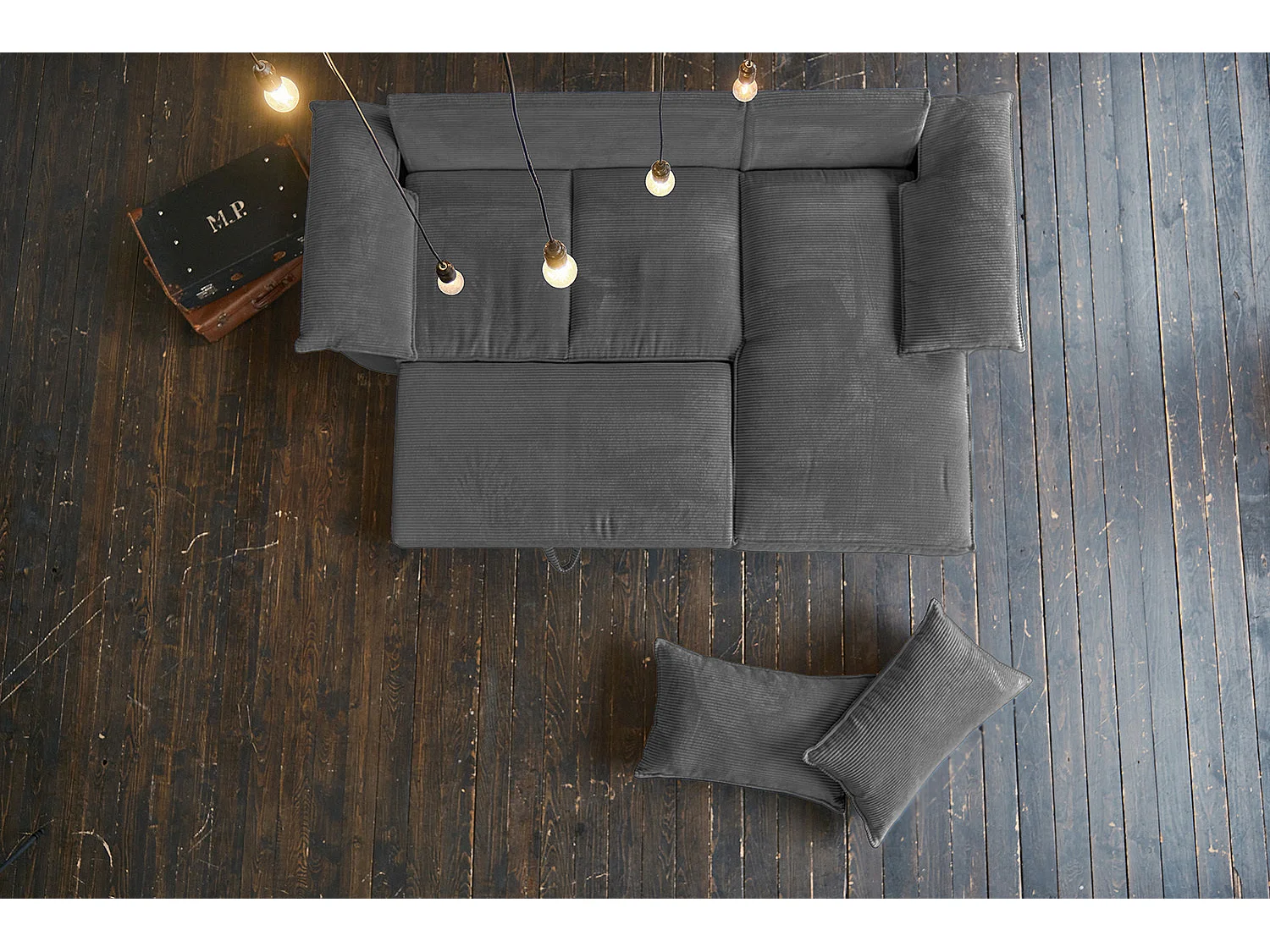 Canapé-lit - Gris Velours côtelé - DAMETO