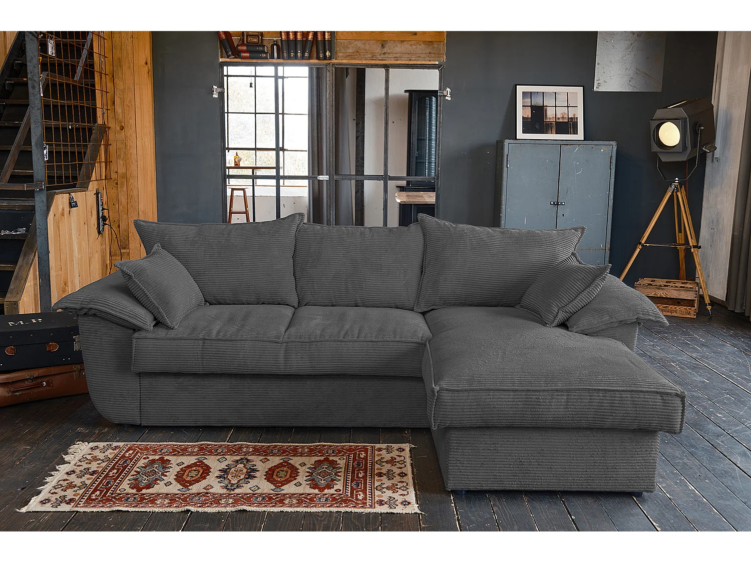 Schlafsofa - Grau Cord - DAMETO