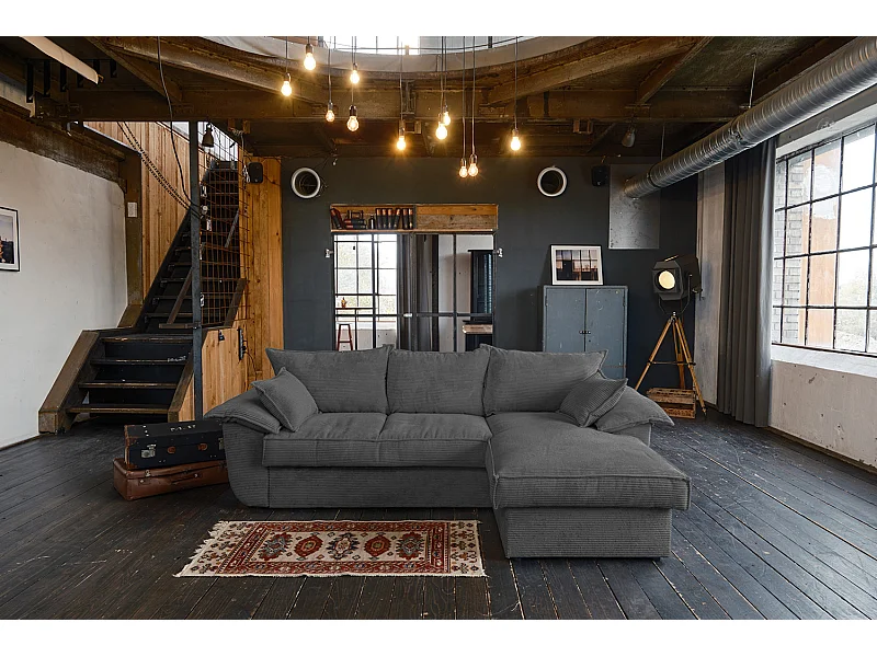 Schlafsofa - Grau Cord - DAMETO