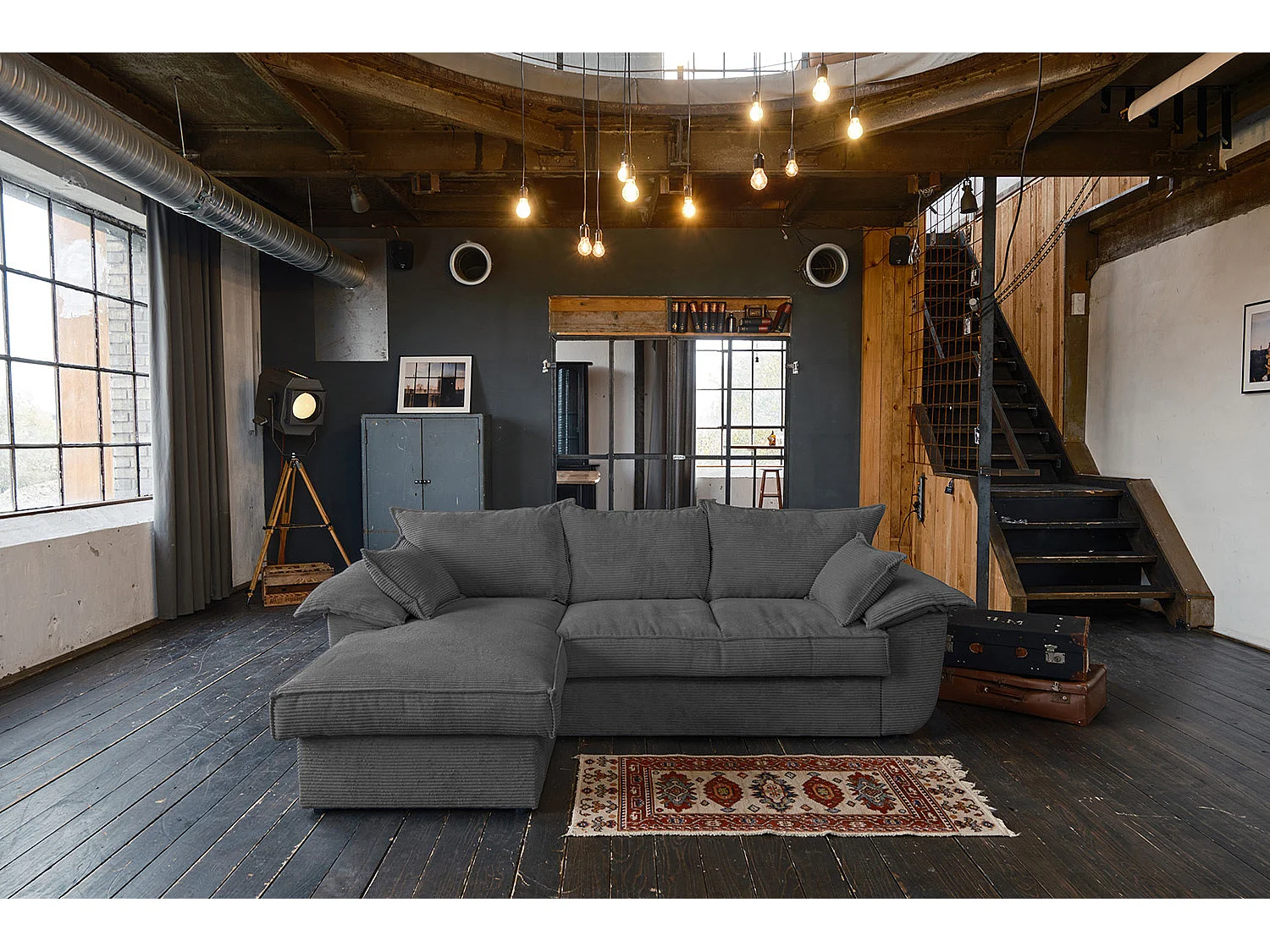 Canapé-lit - Gris Velours côtelé - DAMETO