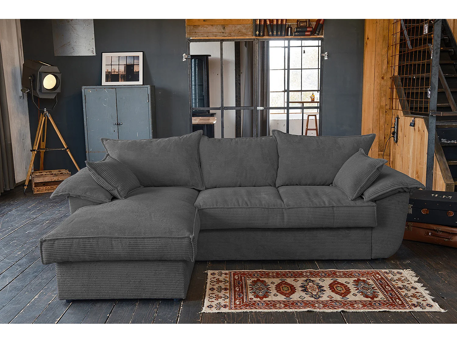 Canapé-lit - Gris Velours côtelé - DAMETO