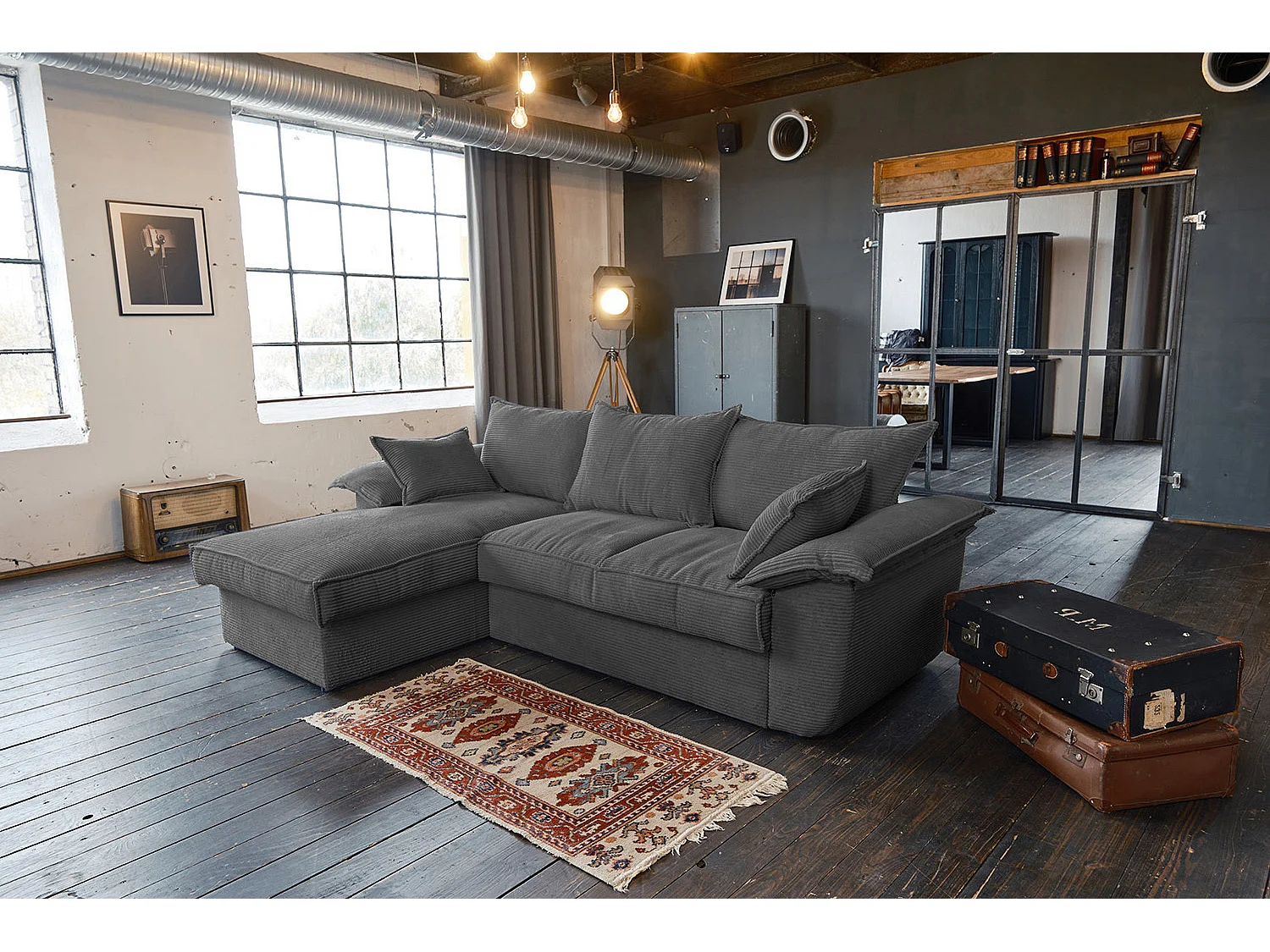 Canapé-lit - Gris Velours côtelé - DAMETO