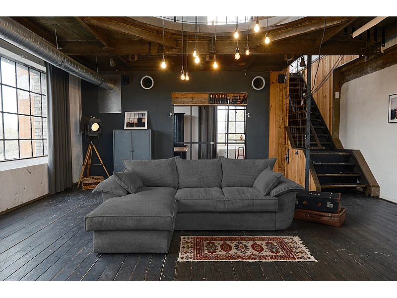 Schlafsofa - Grau Cord - DAMETO