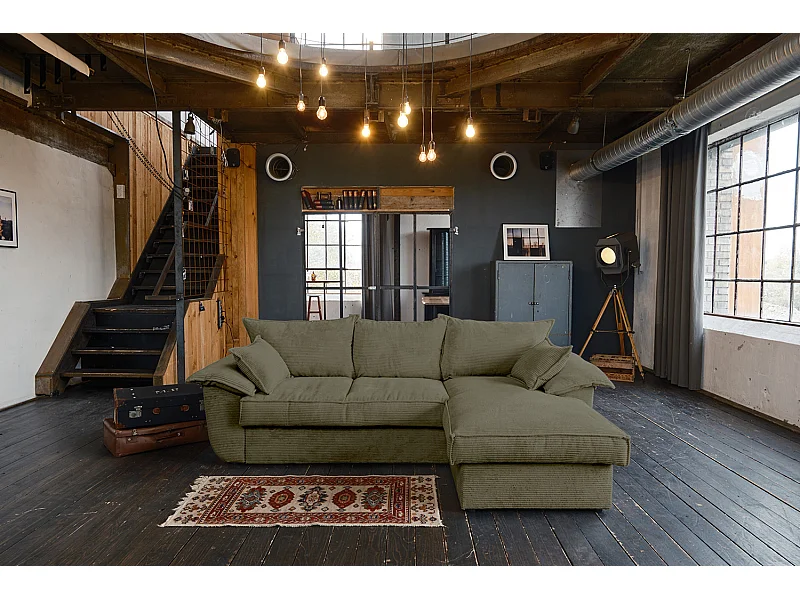 Schlafsofa - Grün Cord - DAMETO