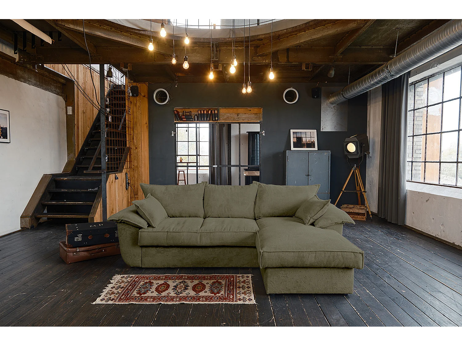 Schlafsofa - Grün Cord - DAMETO