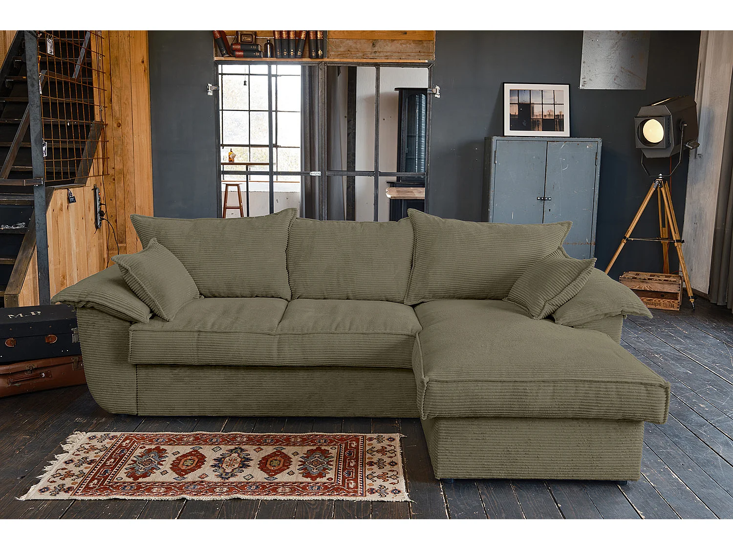 Schlafsofa - Grün Cord - DAMETO