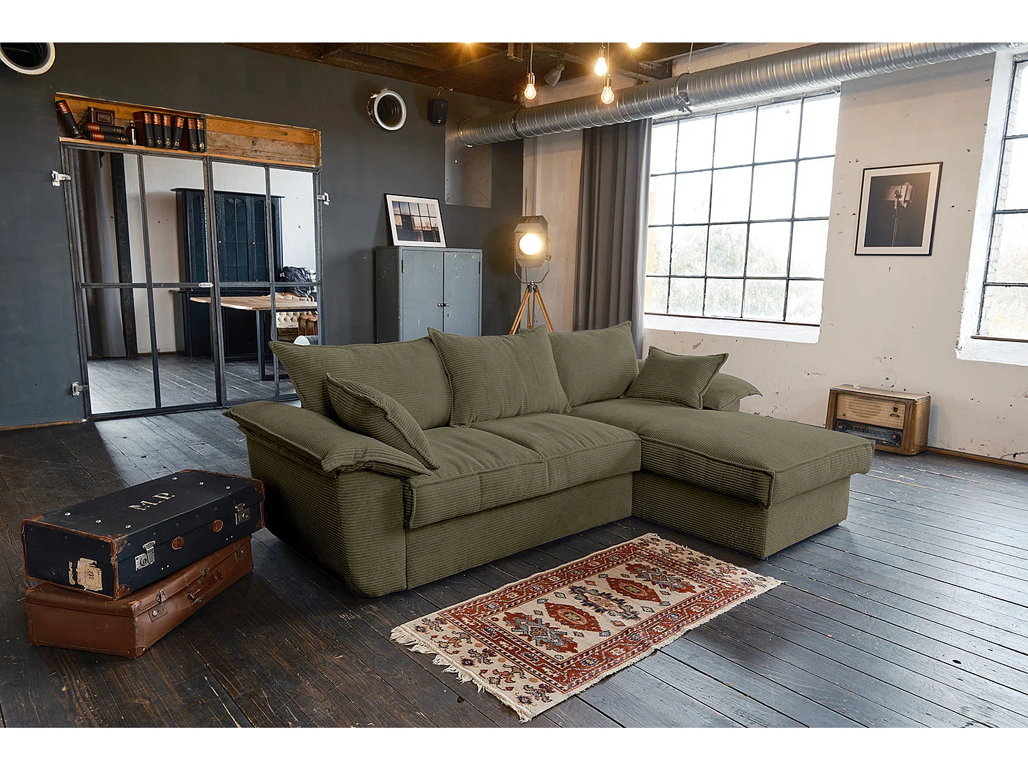 Schlafsofa - Grün Cord - DAMETO