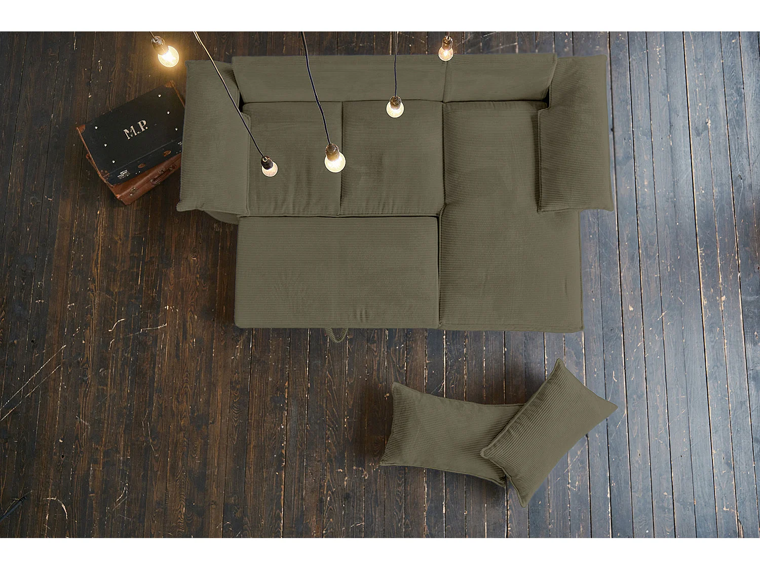Schlafsofa - Grün Cord - DAMETO