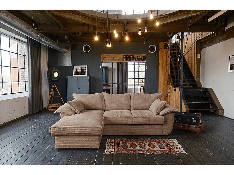 Sofá-cama - marrón Pana - DAMETO