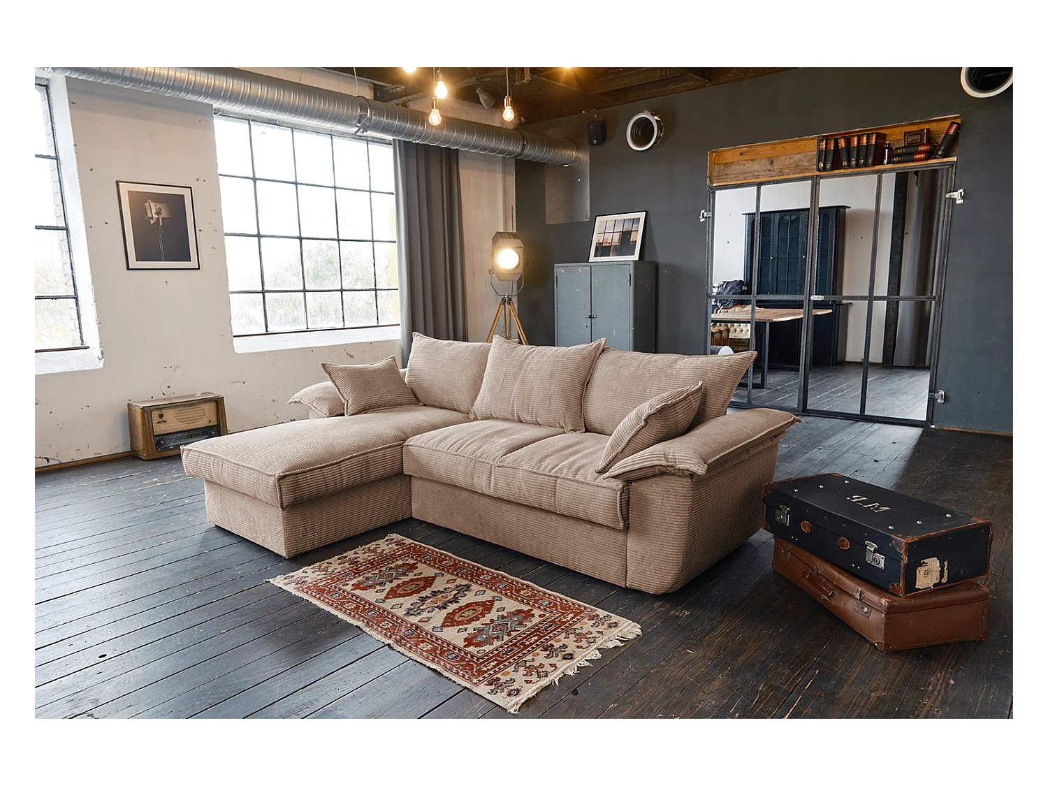 Schlafsofa - Braun Cord - DAMETO