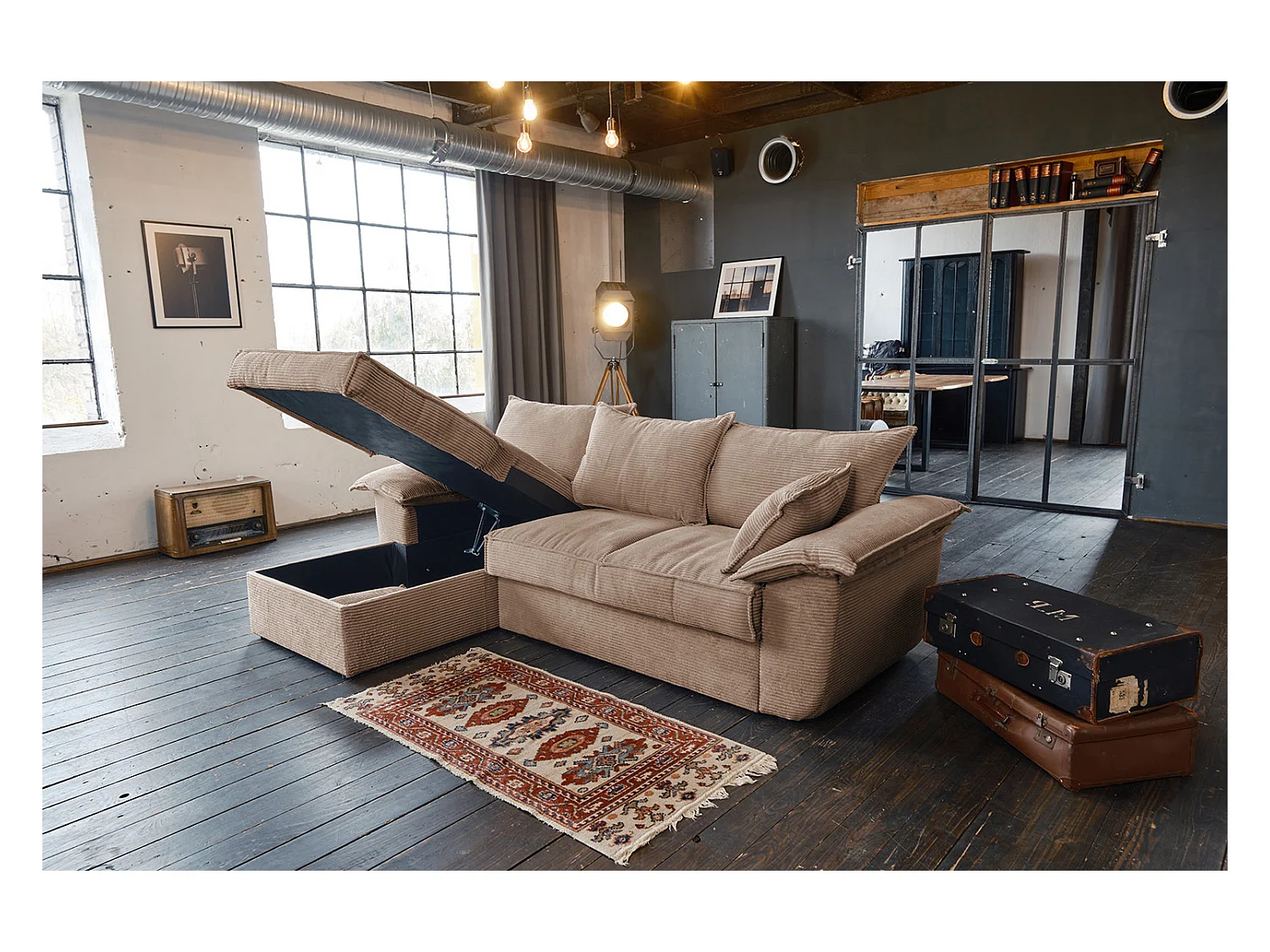 Schlafsofa - Braun Cord - DAMETO