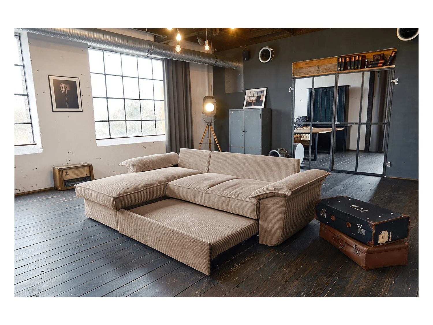 Schlafsofa - Braun Cord - DAMETO