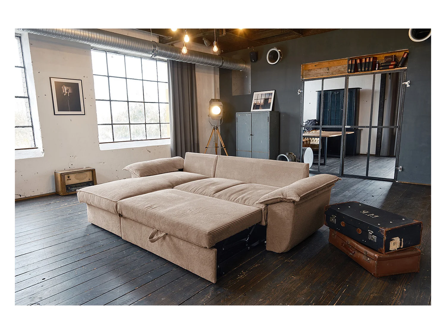 Schlafsofa - Braun Cord - DAMETO