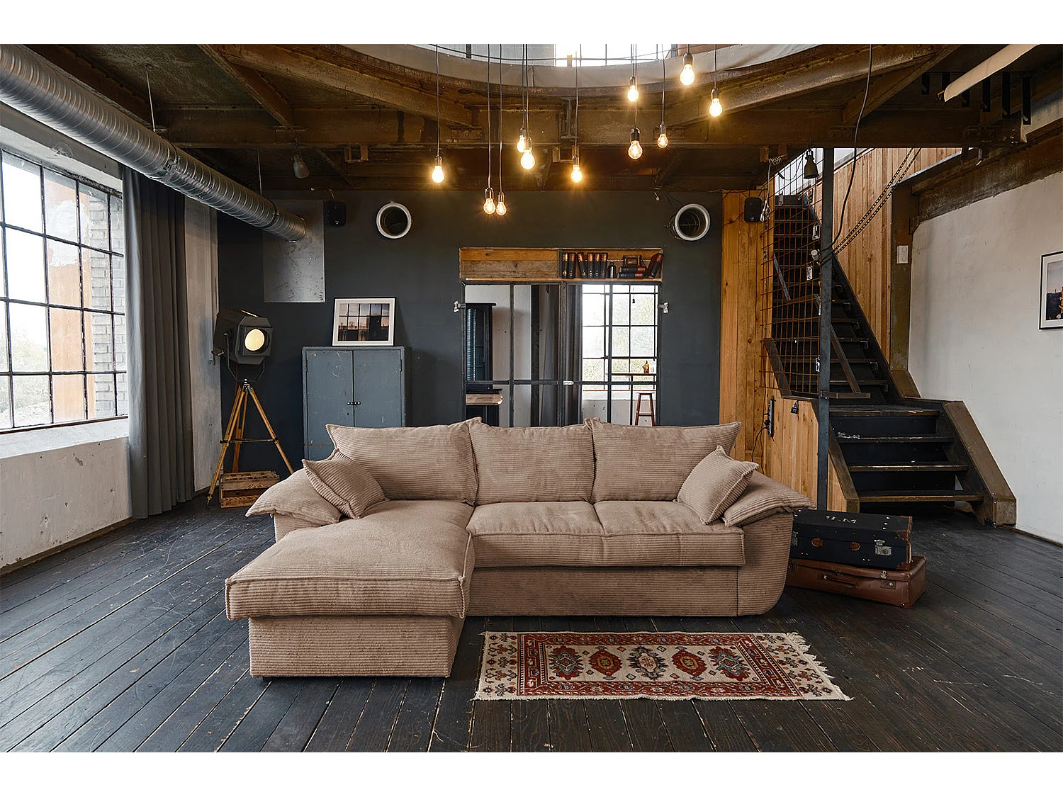 Canapé-lit - marron Velours côtelé - DAMETO