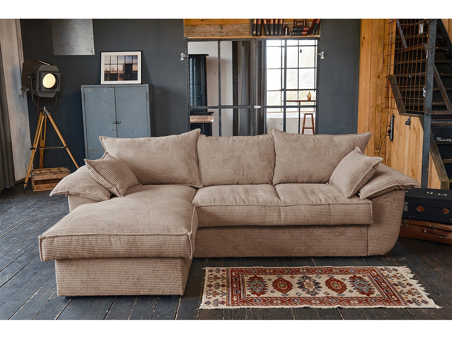 Canapé-lit - marron Velours côtelé - DAMETO