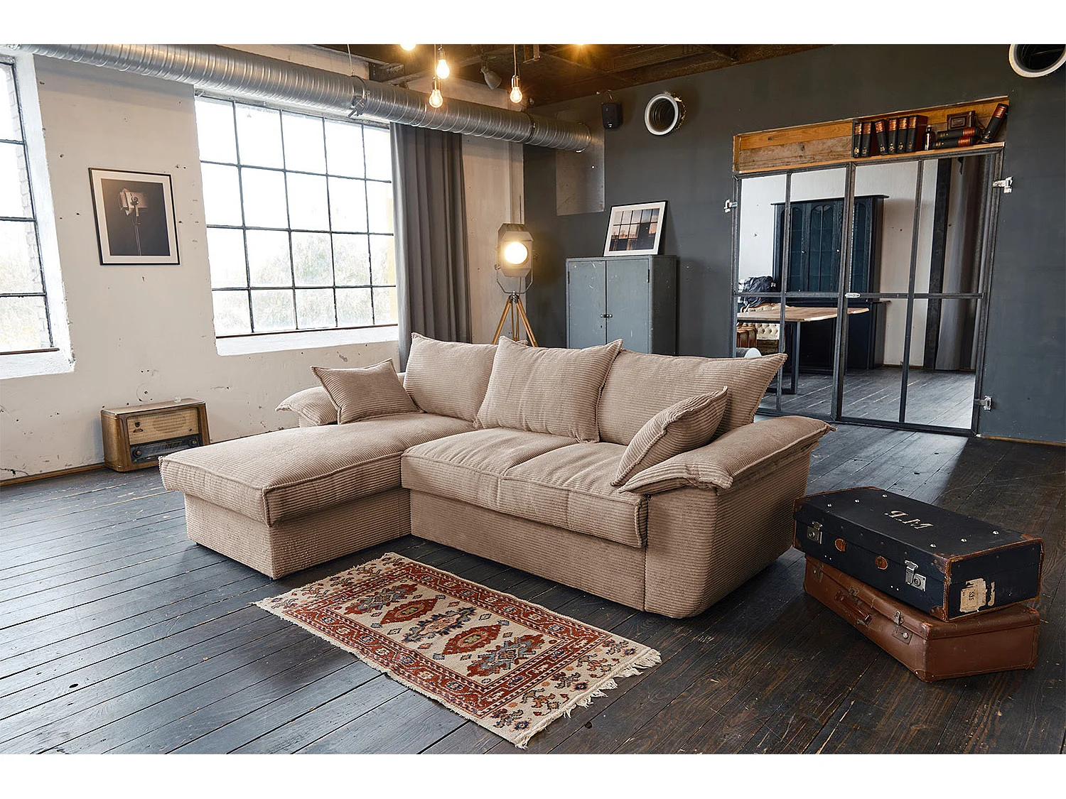 Canapé-lit - marron Velours côtelé - DAMETO