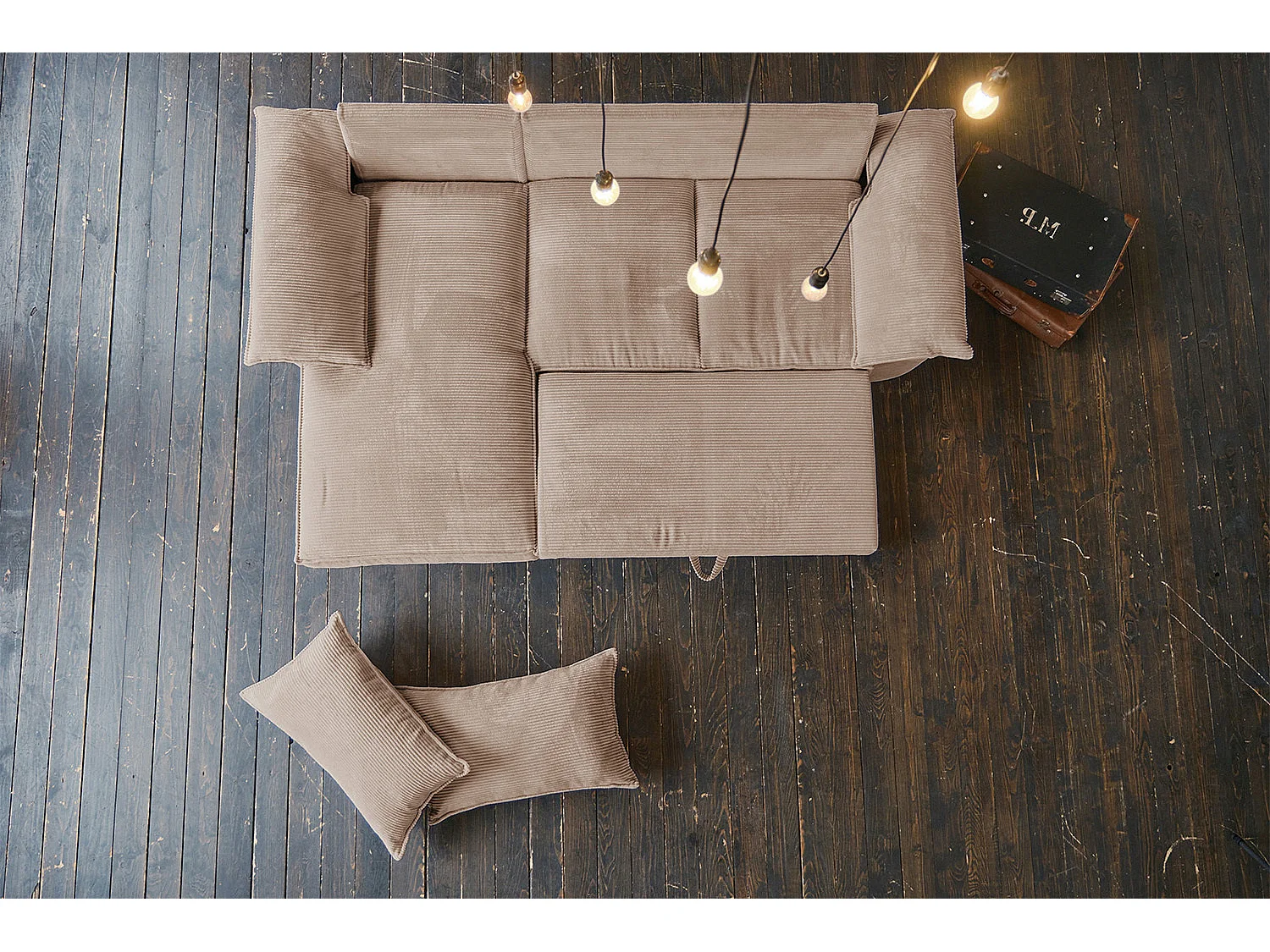 Canapé-lit - marron Velours côtelé - DAMETO