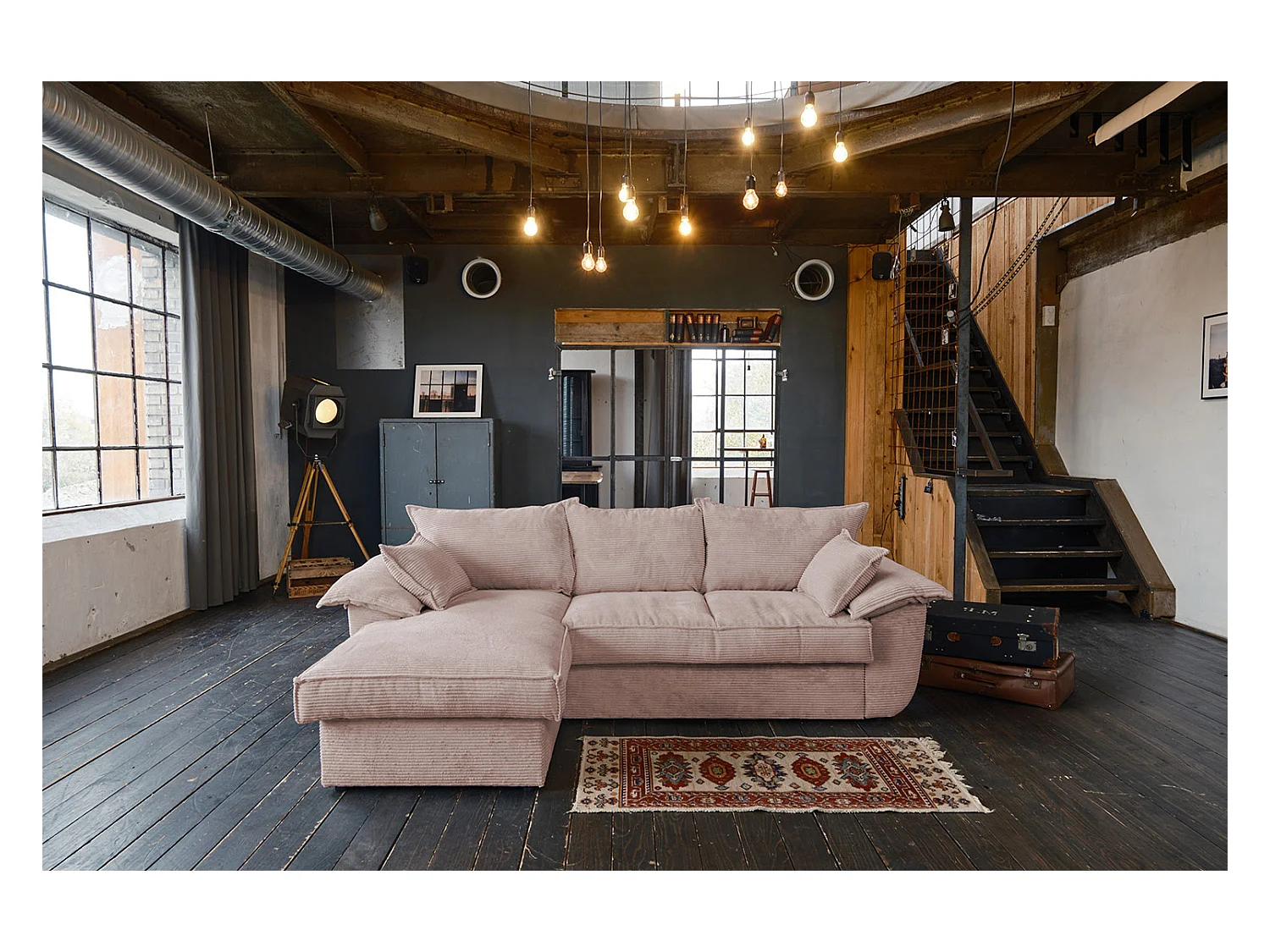 Schlafsofa - Pink Cord - DAMETO