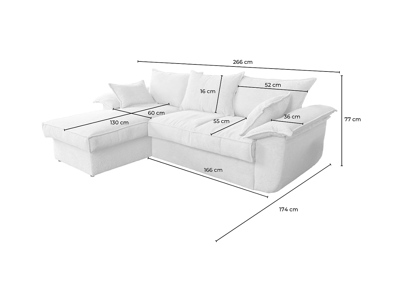 Schlafsofa - Pink Cord - DAMETO