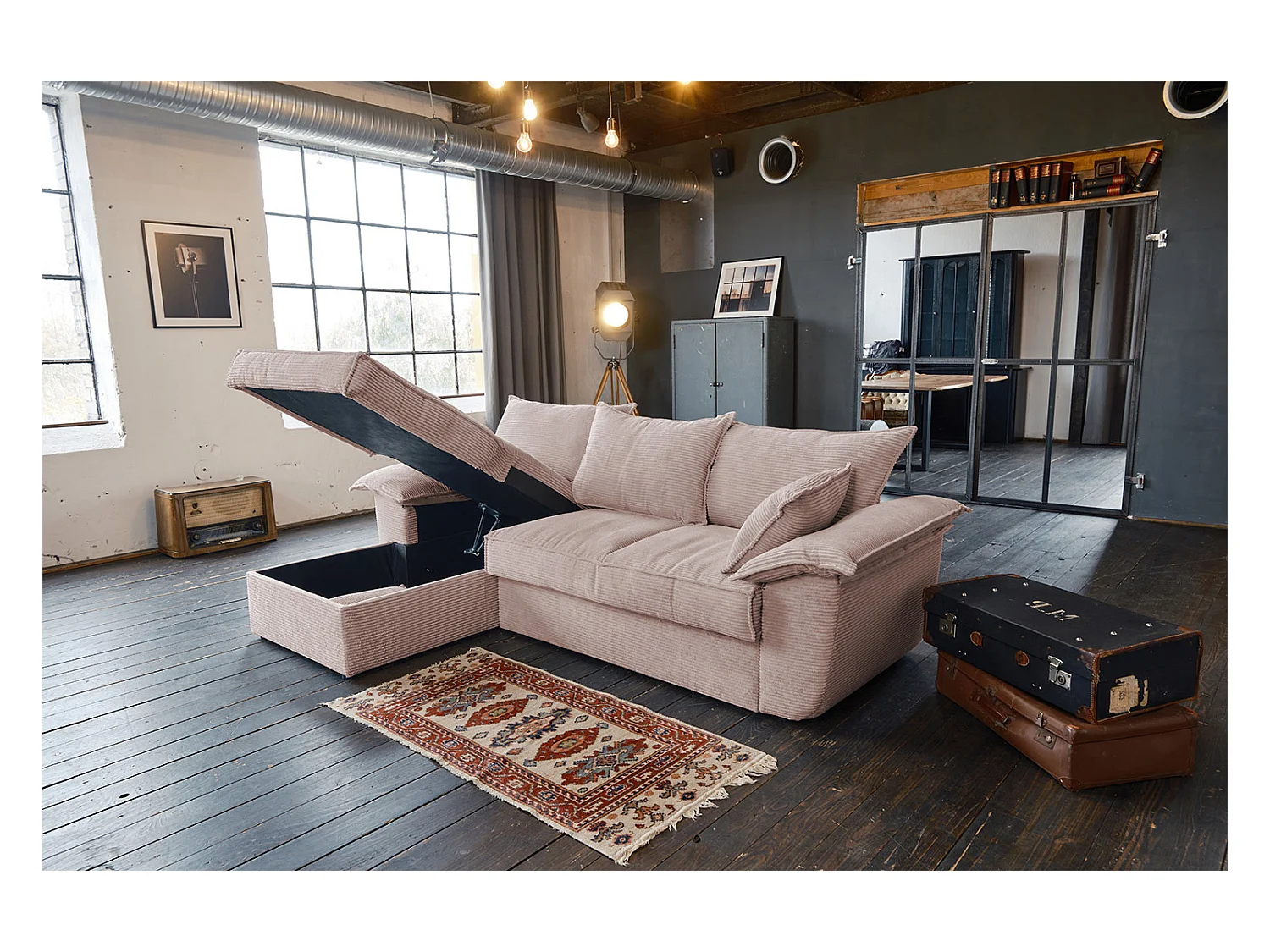 Schlafsofa - Pink Cord - DAMETO