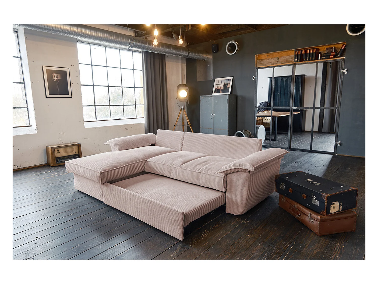 Schlafsofa - Pink Cord - DAMETO